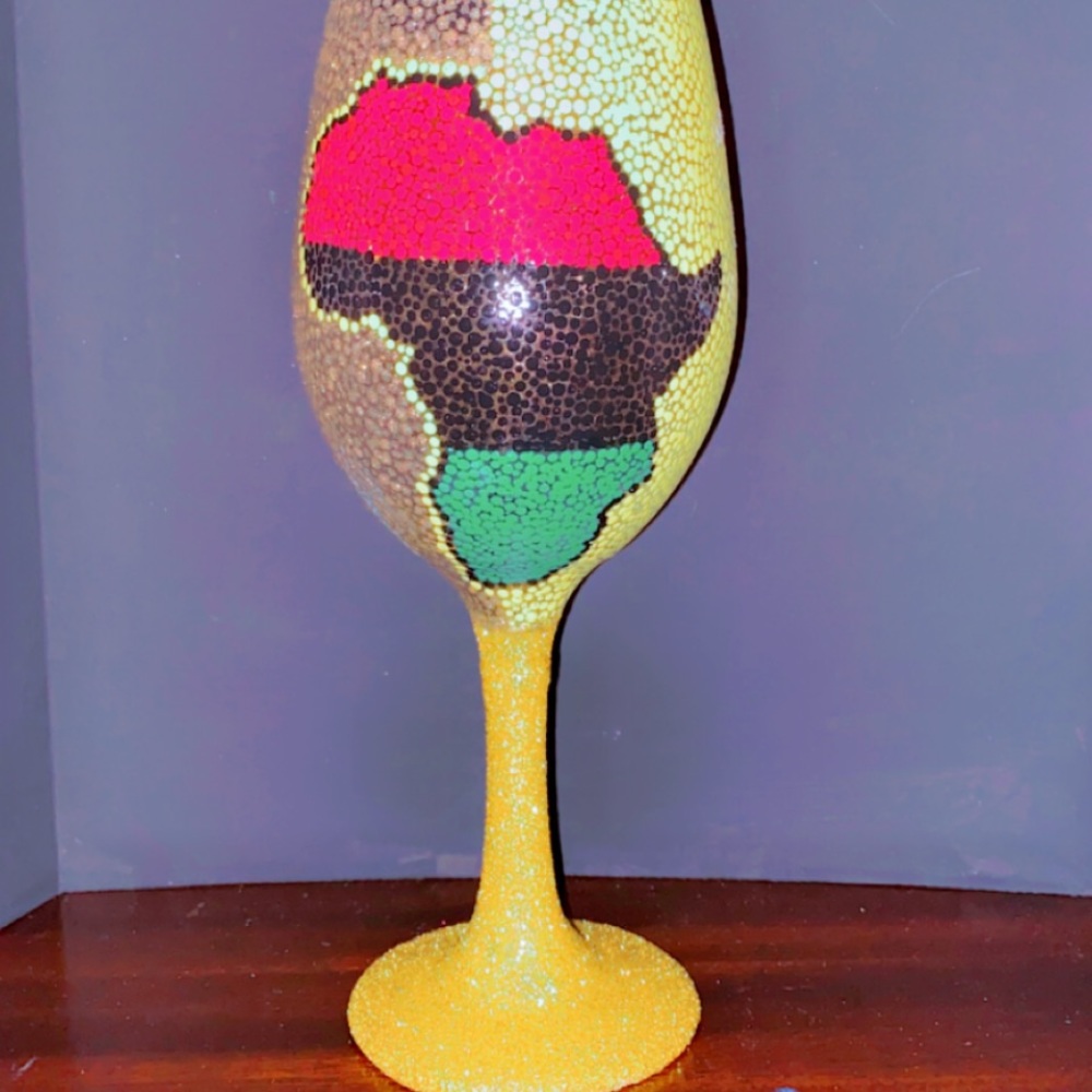 Custom Painted Wine Glass (The Mother Land)